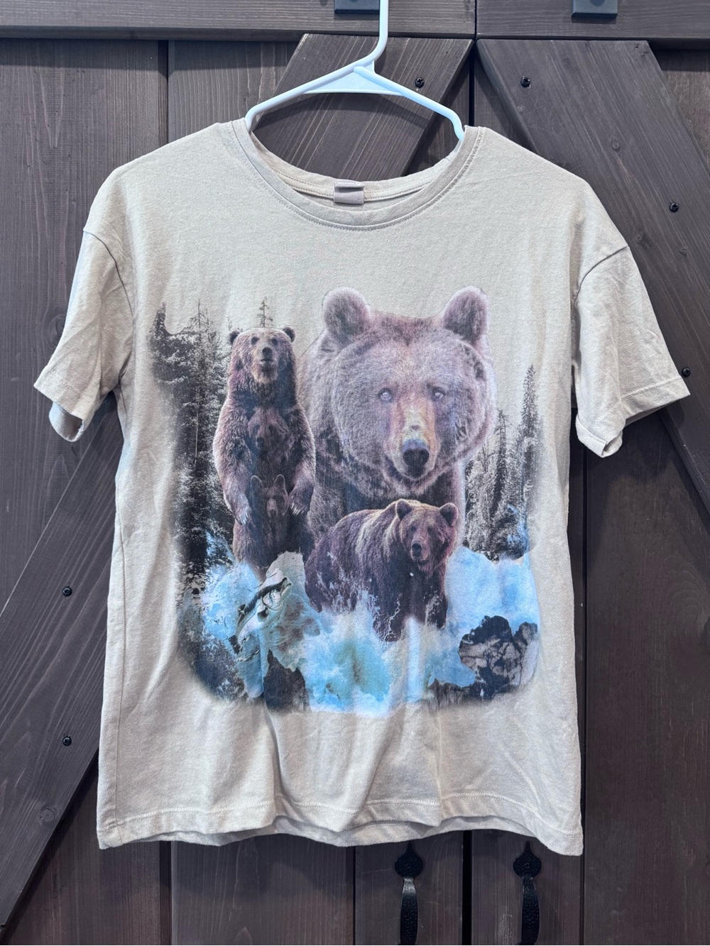Beige Graphic Bear Short Sleeve Tee